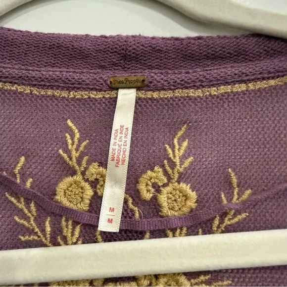 Free People Margie Balloon Sleeve Embroidered Top in Dusty Violet - Picture 5 of 10